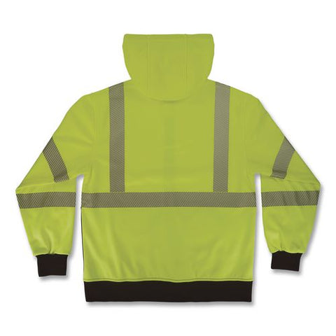 Glowear 8318bk Class 3 Performance Hi-vis Hooded Zip-up Sweatshirt With Black Bottom, 4x-large, Lime