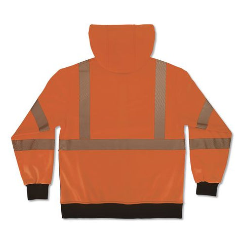 Glowear 8318bk Class 3 Performance Hi-vis Hooded Zip-up Sweatshirt With Black Bottom, 2x-large, Orange