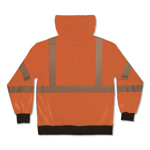 Glowear 8318bk Class 3 Performance Hi-vis Hooded Zip-up Sweatshirt With Black Bottom, 4x-large, Orange
