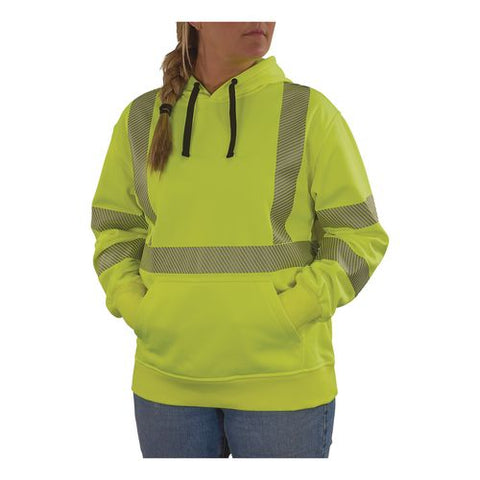 Glowear 8304w Class 3 Women's Performance Hi-vis Hooded Sweatshirt, Small, Lime