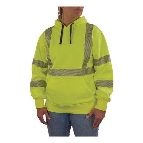 Glowear 8304w Class 3 Women's Performance Hi-vis Hooded Sweatshirt, Small, Lime