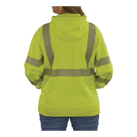 Glowear 8304w Class 3 Women's Performance Hi-vis Hooded Sweatshirt, Small, Lime