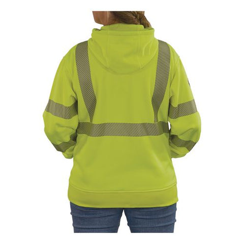 Glowear 8304w Class 3 Women's Performance Hi-vis Hooded Sweatshirt, Medium, Lime
