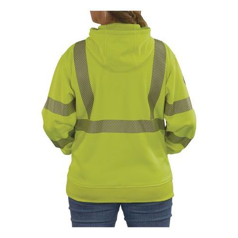 Glowear 8304w Class 3 Women's Performance Hi-vis Hooded Sweatshirt, Large, Lime