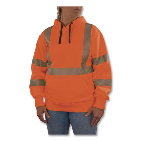 Glowear 8304w Class 3 Women's Performance Hi-vis Hooded Sweatshirt, Large, Orange
