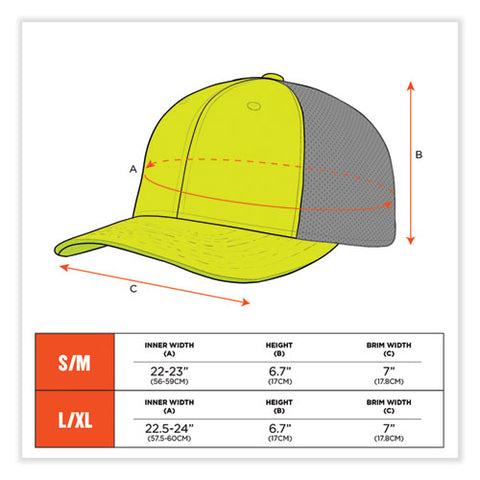 Glowear 8931 Reflective Stretch-fit Hat, Cotton/polyester, Large/x-large, Hi-vis Lime