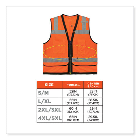 Glowear 8253hdz Class 2 Heavy-duty Mesh Surveyors Vest, Polyester, Large/x-large, Orange