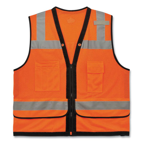 Glowear 8253hdz Class 2 Heavy-duty Mesh Surveyors Vest, Polyester, Large/x-large, Orange