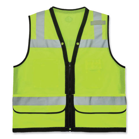 Glowear 8253hdz Class 2 Heavy-duty Mesh Surveyors Vest, Polyester, Large/x-large, Lime