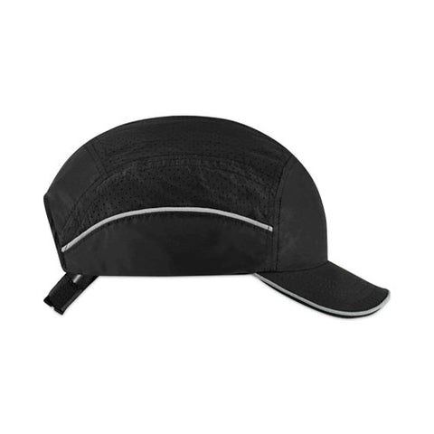 Skullerz 8955 Lightweight Bump Cap Hat, Short Brim, Black