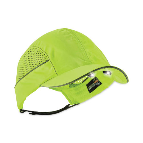 Skullerz 8960 Bump Cap With Led Lighting, Short Brim, Lime Green