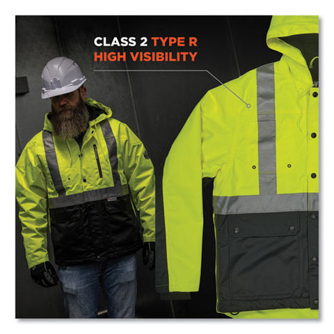 Glowear 8275 Class 2 Heavy-duty Hi-vis Workwear Sherpa Lined Jacket, 3x-large, Lime