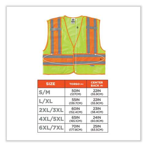 Glowear 8245psv Class 2 Public Safety Vest, Polyester, 6x-large/7x-large, Lime