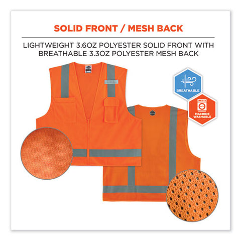 Glowear 8249z Class 2 Economy Surveyors Zipper Vest, Polyester, X-small, Orange