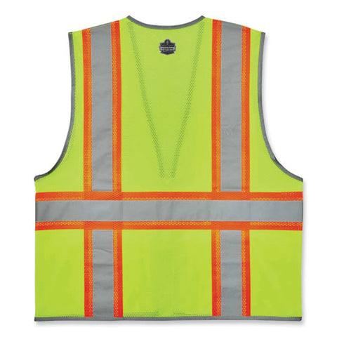 Glowear 8246z Class 2 Two-tone Mesh Reflective Binding Zipper Vest, Polyester, 4x-large/5x-large, Lime