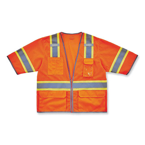 Glowear 8346z Class 3 Two-tone Hi-vis Surveyor Zipper Vest, Small/medium, Orange