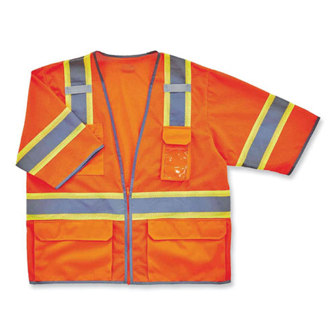 Glowear 8346z Class 3 Two-tone Hi-vis Surveyor Zipper Vest, Small/medium, Orange