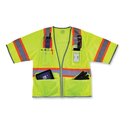 Glowear 8346z Class 3 Two-tone Hi-vis Surveyor Zipper Vest, Large/x-large, Lime