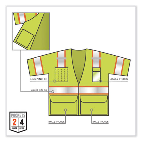 Glowear 8346z Class 3 Two-tone Hi-vis Surveyor Zipper Vest, 2x-large/3x-large, Lime