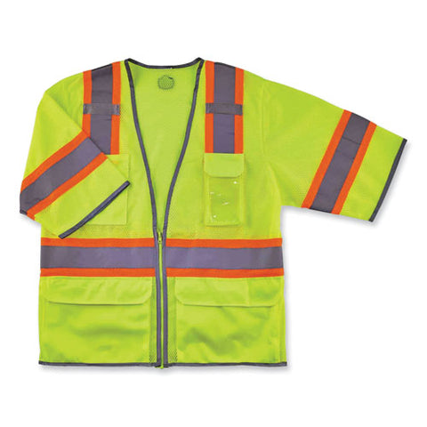 Glowear 8346z Class 3 Two-tone Hi-vis Surveyor Zipper Vest, 2x-large/3x-large, Lime