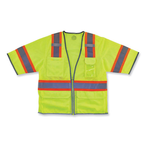 Glowear 8346z Class 3 Two-tone Hi-vis Surveyor Zipper Vest, 4x-large/5x-large, Lime