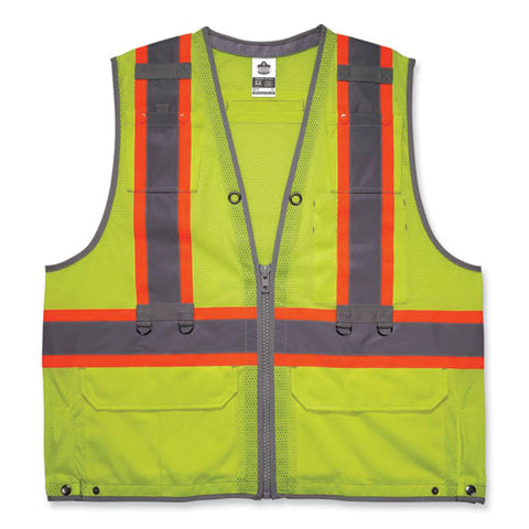 Glowear 8231tvk Class 2 Hi-vis Tool Tethering Safety Vest Kit, Polyester, Small/medium, Lime