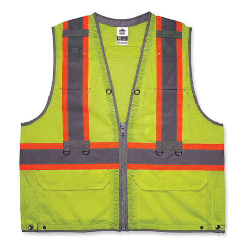 Glowear 8231tvk Class 2 Hi-vis Tool Tethering Safety Vest Kit, Polyester, 4x-large/5x-large, Lime