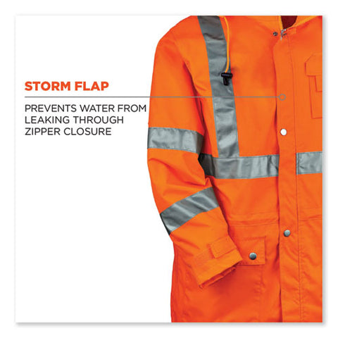 Glowear 8365 Class 3 Hi-vis Rain Jacket, Polyester, Small, Orange