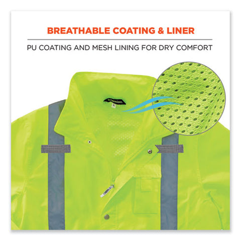 Glowear 8365 Class 3 Hi-vis Rain Jacket, Polyester, Small, Lime