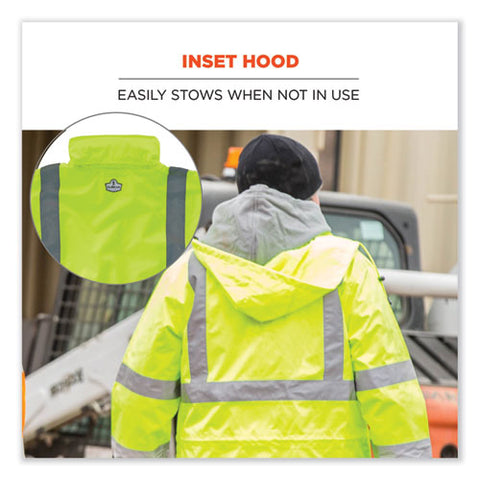 Glowear 8365 Class 3 Hi-vis Rain Jacket, Polyester, Large, Lime