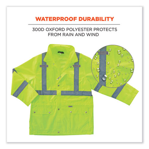 Glowear 8365 Class 3 Hi-vis Rain Jacket, Polyester, 5x-large, Lime