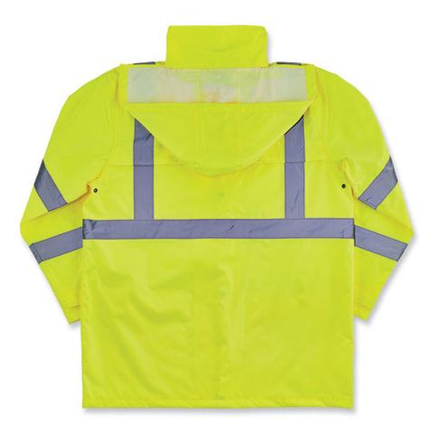 Glowear 8366 Class 3 Lightweight Hi-vis Rain Jacket, Polyester, Large, Lime