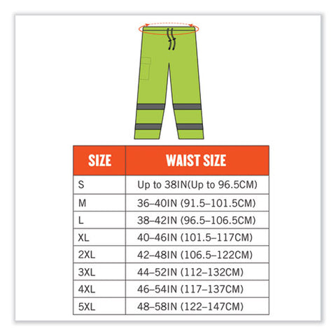 Glowear 8915 Class E Hi-vis Rain Pants, Medium, Lime