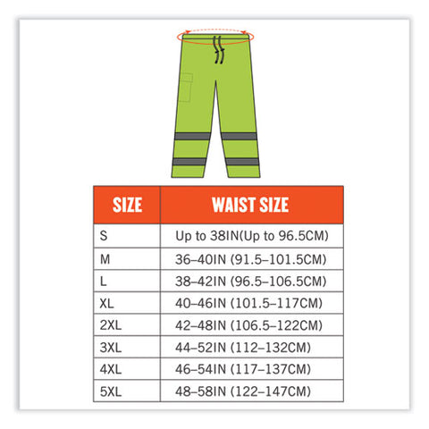 Glowear 8915 Class E Hi-vis Rain Pants, X-large, Lime