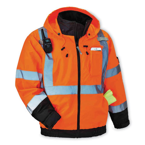 Glowear 8379 Class 3 Hi-vis Fleece Lined Bomber Jacket, Orange, 2x-large