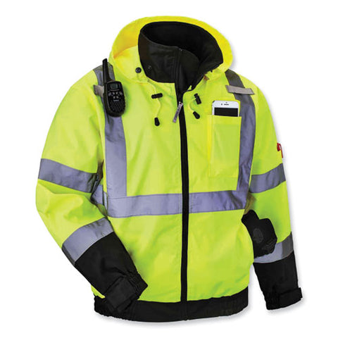 Glowear 8379 Class 3 Hi-vis Fleece Lined Bomber Jacket, Lime, Medium