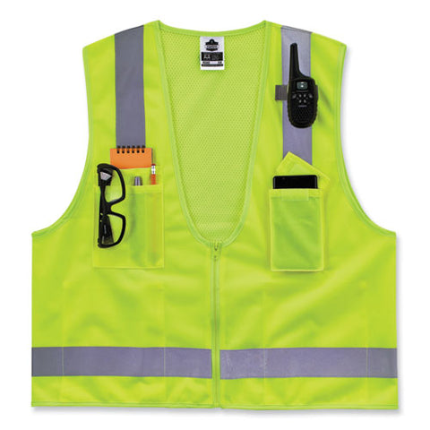 Glowear 8249z-s Single Size Class 2 Economy Surveyors Zipper Vest, Polyester, Small, Lime