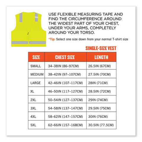 Glowear 8249z-s Single Size Class 2 Economy Surveyors Zipper Vest, Polyester, 3x-large, Lime