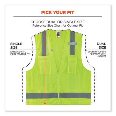 Glowear 8249z-s Single Size Class 2 Economy Surveyors Zipper Vest, Polyester, 3x-large, Lime