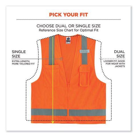 Glowear 8249z-s Single Size Class 2 Economy Surveyors Zipper Vest, Polyester, X-small, Orange