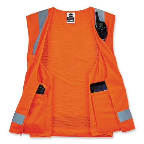 Glowear 8249z-s Single Size Class 2 Economy Surveyors Zipper Vest, Polyester, X-small, Orange