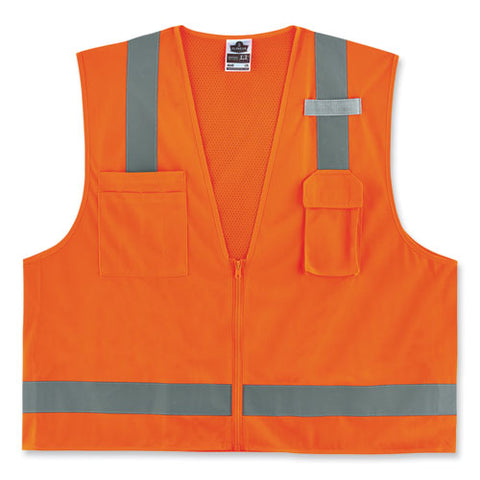 Glowear 8249z-s Single Size Class 2 Economy Surveyors Zipper Vest, Polyester, X-small, Orange