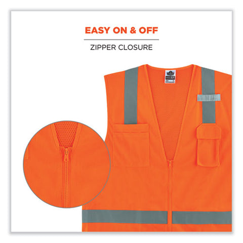 Glowear 8249z-s Single Size Class 2 Economy Surveyors Zipper Vest, Polyester, 3x-large, Orange