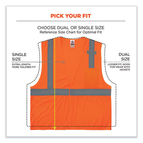 Glowear 8210hl-s Single Size Class 2 Economy Mesh Vest, Polyester, X-small, Orange