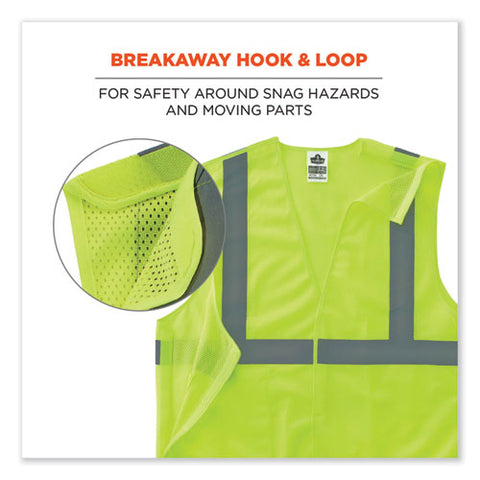 Glowear 8215ba-s Single Size Class 2 Economy Breakaway Mesh Vest, Polyester, 4x-large, Lime