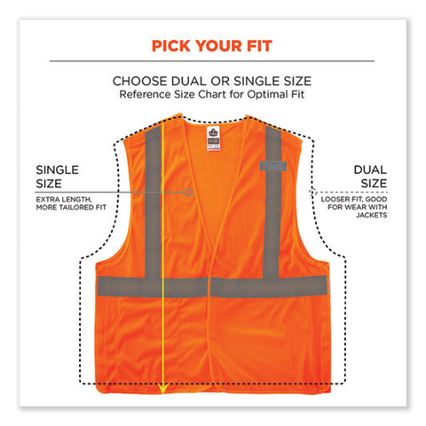 Glowear 8215ba-s Single Size Class 2 Economy Breakaway Mesh Vest, Polyester, Large, Orange