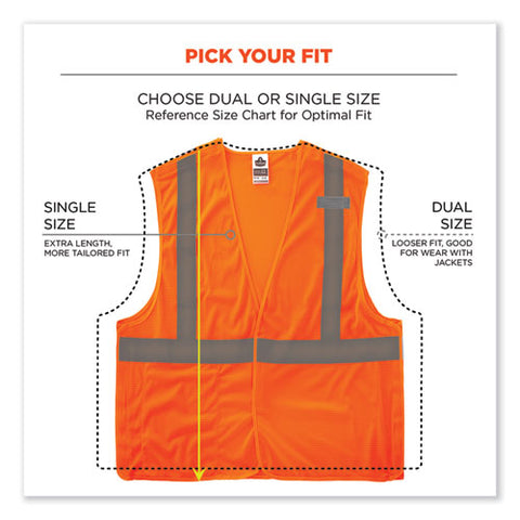 Glowear 8215ba-s Single Size Class 2 Economy Breakaway Mesh Vest, Polyester, X-large, Orange