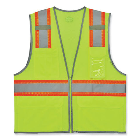 Glowear 8246z-s Single Size Class 2 Two-tone Mesh Vest, Polyester, Large, Lime