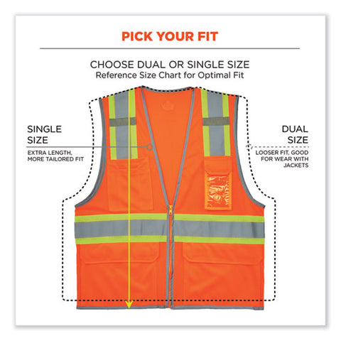 Glowear 8246z-s Single Size Class 2 Two-tone Mesh Vest, Polyester, Medium, Orange