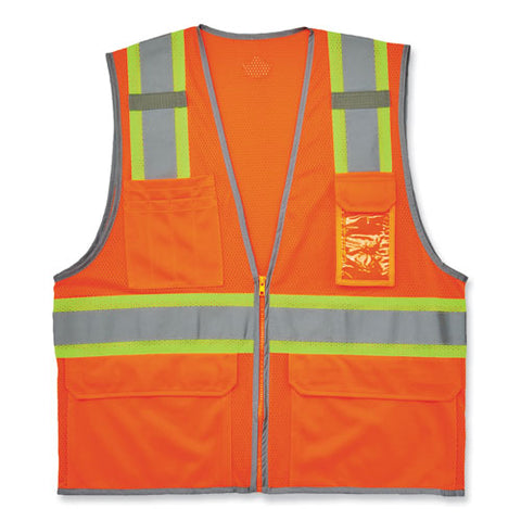 Glowear 8246z-s Single Size Class 2 Two-tone Mesh Vest, Polyester, 3x-large, Orange